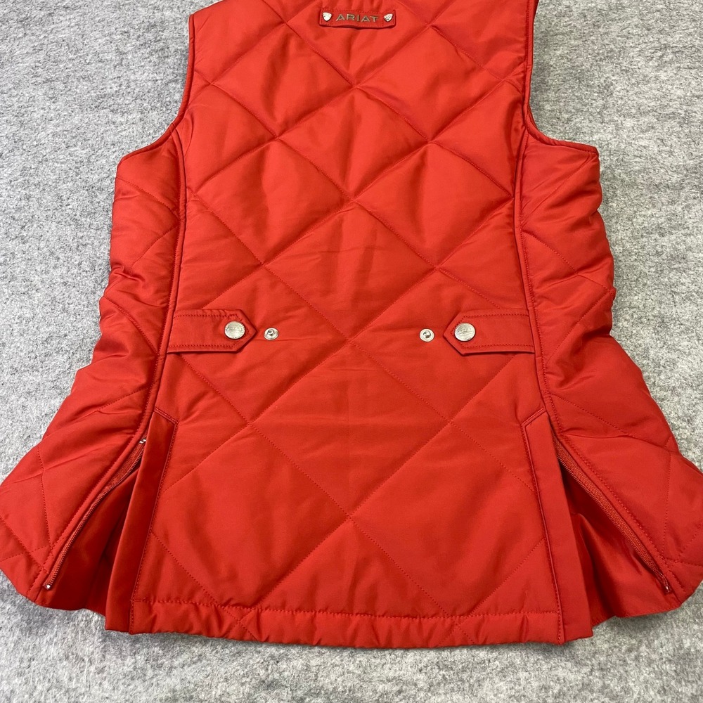 Ariat Womens Red Quilted Equestrian Vest Dog Print Lining Size Small - Picture 14 of 16